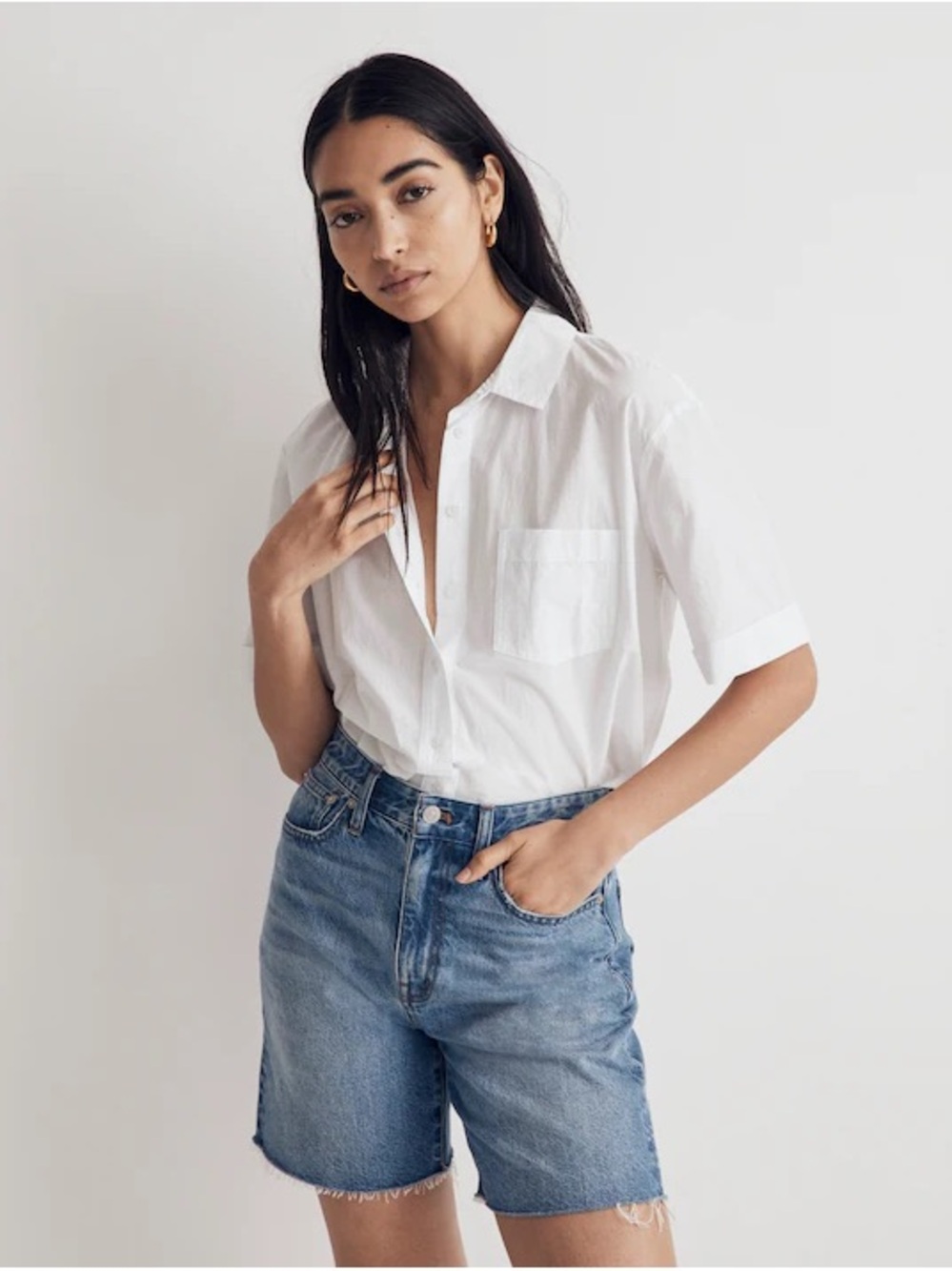 Madewell Signature Cotton Poplin Short-Sleeve Button-Down Shirt